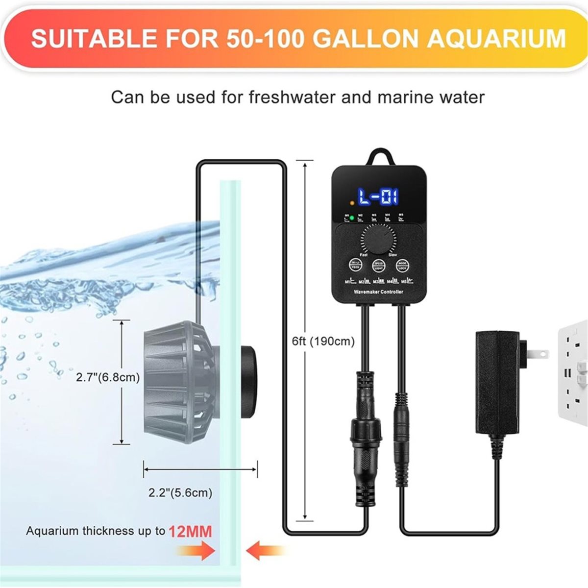 A983K 2100GPH Gerador de Ondas - Powerhead Wave Maker avaliação e preço